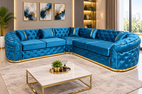 Blue velvet chesterfield - velvet,
