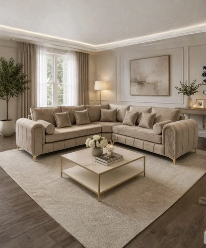 Luxury beige velvet corner - luxury,