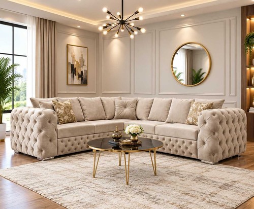 Corner sofa set shape - l, fabric