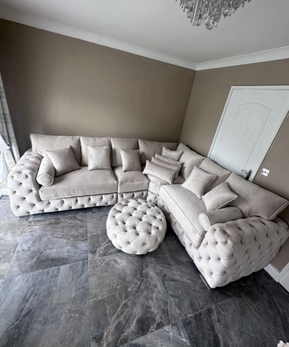 Beige cream chesterfield - beige,