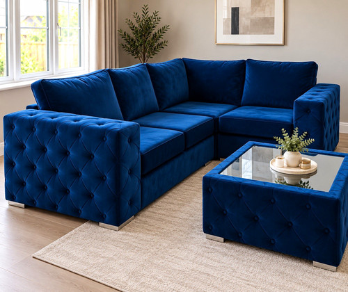 Blue plush shaped corner - plush, l-shaped