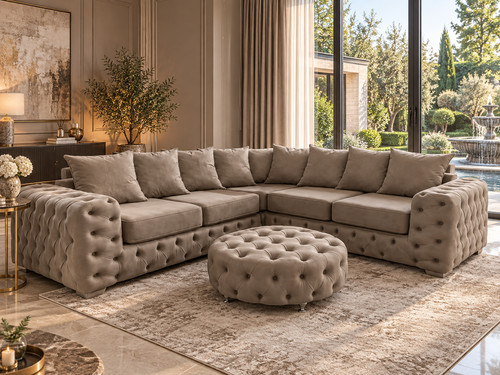 New fabric chesterfield - fabric, l