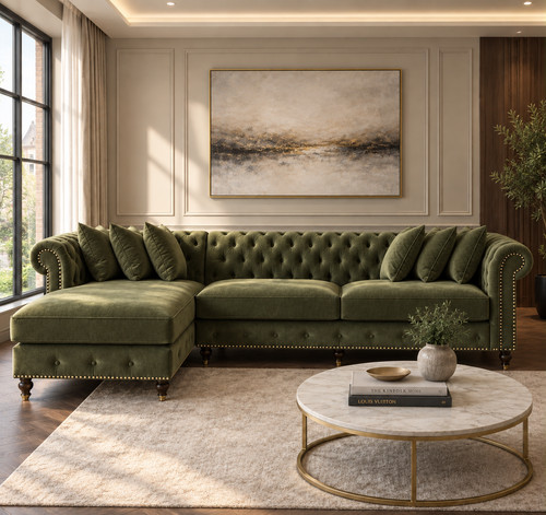 Olive green chesterfield - olive,