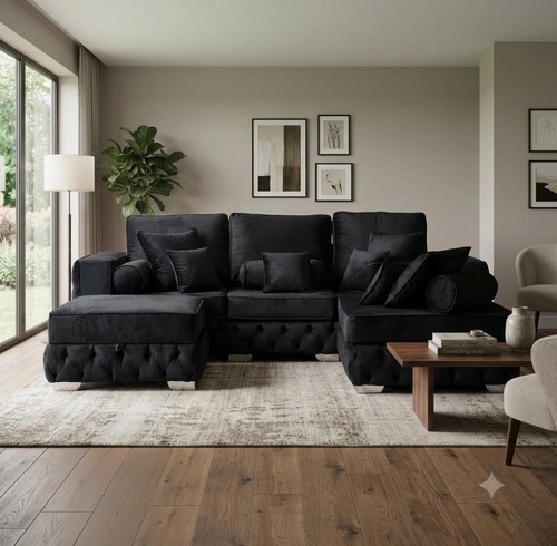 Black fabric chesterfield - black,