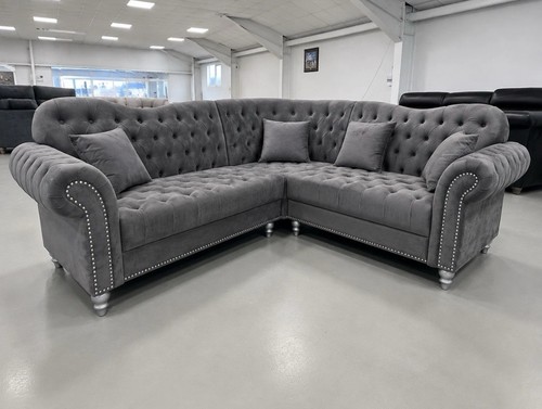 Grey velvet chesterfield - velvet,