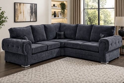 Grey chesterfield shape - chesterfield, l-shape